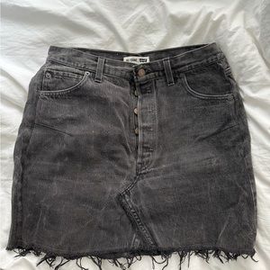 Re/done Black Denim Mini Skirt